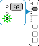figure : Appuyez sur le bouton Sans fil à plusieurs reprises jusqu'à ce que le voyant Direct s'allume.